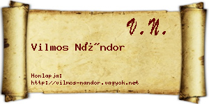 Vilmos Nándor névjegykártya